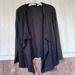 Purejill open front cardigan waterfall collar black pima cotton blend sz S